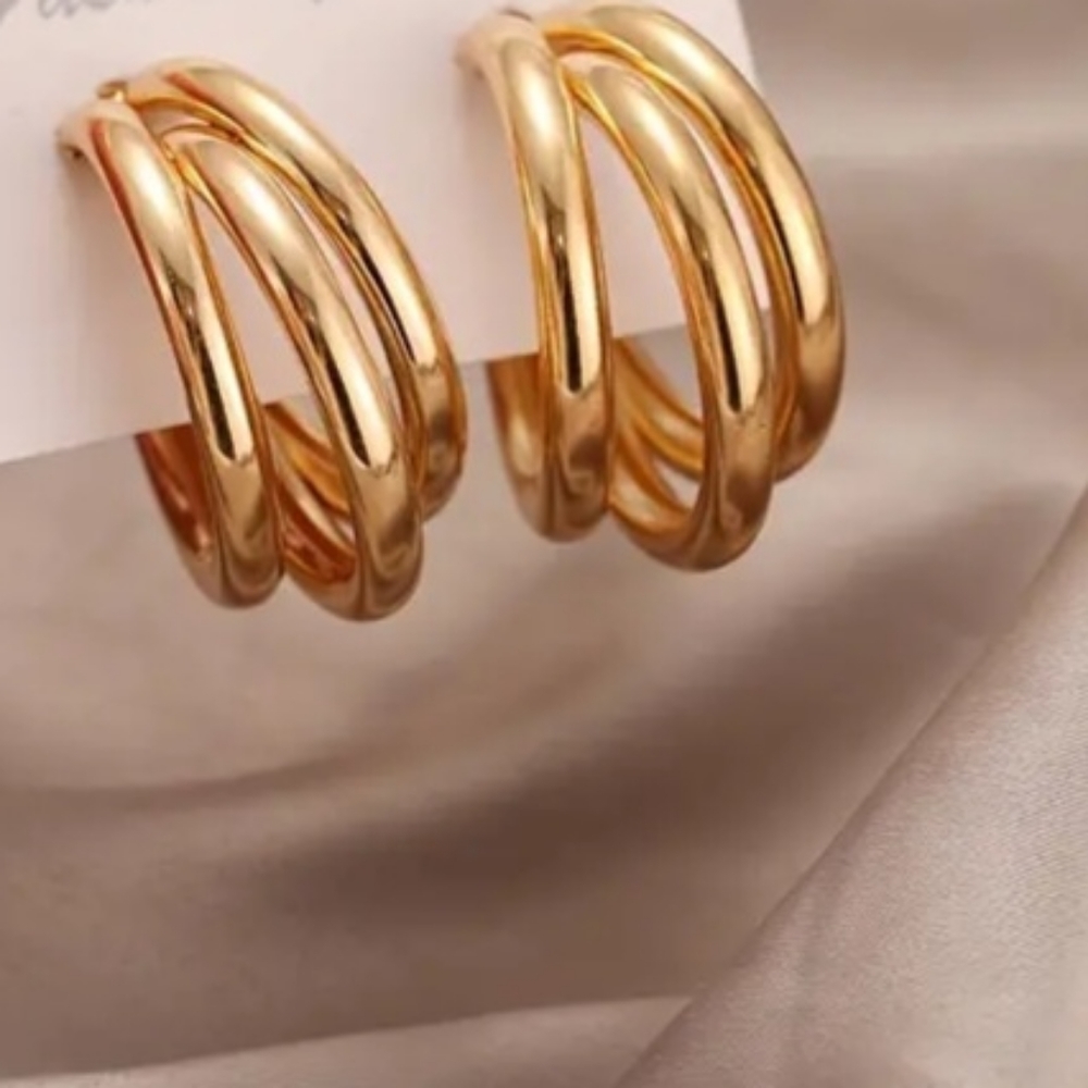 Gold Plated Hoop Earrings - Picture 3 of 7